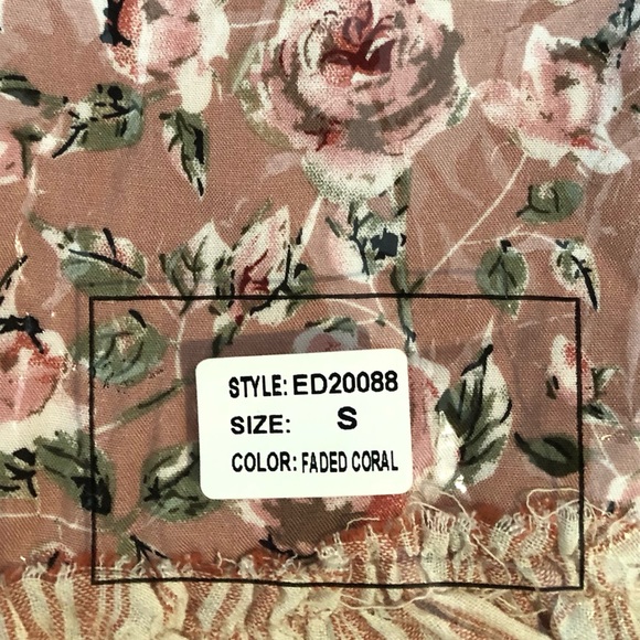 Easel Faded Coral Floral Mix W/Pockets Short Sleeve Babydoll Dress. NWT! Sz S - Picture 10 of 10